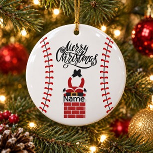 Ornamento De Cerâmica Natal de beisebol com bola Papai Noel Fofo  
