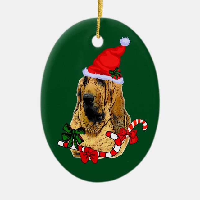 Ornamento De Cerâmica Natal de Bloodhound (Frente)