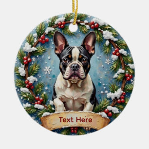 Ornamento De Cerâmica Natal de Bulldog Francês