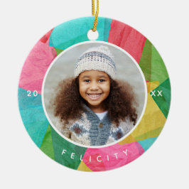 Ornamento De Cerâmica Natal de Decoupage Faux Colorful