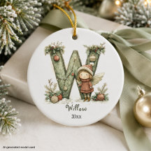 Natal de Fada Aconchegante Inicial Personalizado d