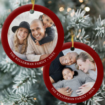 Natal de Família Vermelho de Duas Faces com Duas F