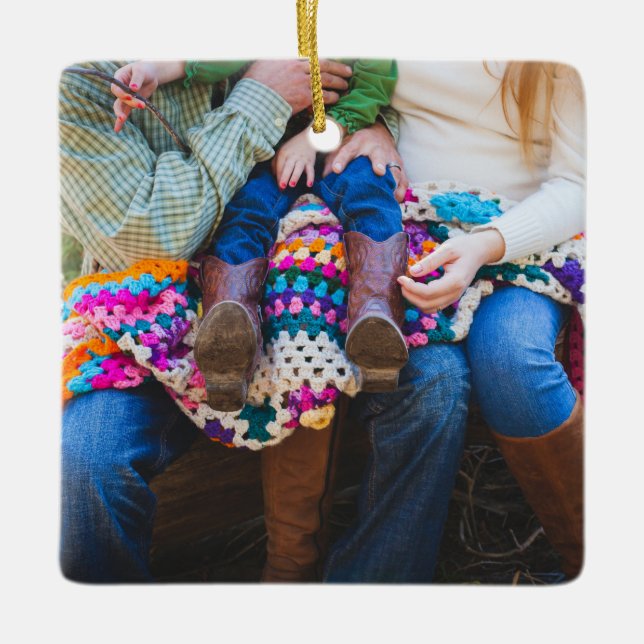 Ornamento De Cerâmica Natal de Férias Personalizadas da Família Personal (Frente)