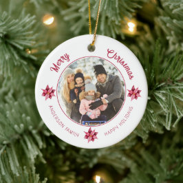 Ornamento De Cerâmica Natal de Foto de Aquarela Floral Moderna