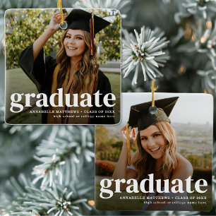 Ornamento De Cerâmica Natal de Foto de Graduado Personalizado 2