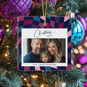 Ornamento De Cerâmica Natal de Foto Verificada Colorida