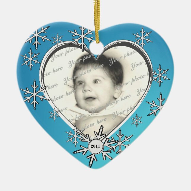 Ornamento De Cerâmica Natal de Fotografia da Família (Frente)