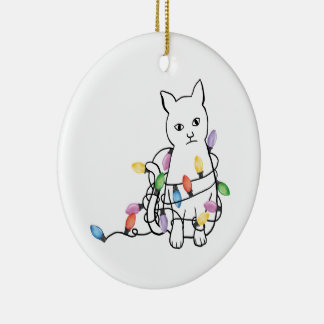Ornamento De Cerâmica Natal de Gato Divertido de Férias