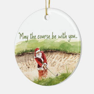 Ornamento De Cerâmica Natal de Golfe com Papais noeis Golfer no campo de