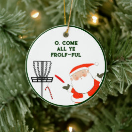 Ornamento De Cerâmica Natal de golfe de disco personalizado