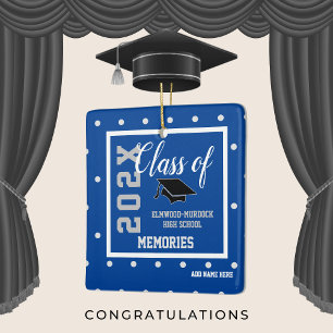 Ornamento De Cerâmica Natal de Graduação Personalizada Azul