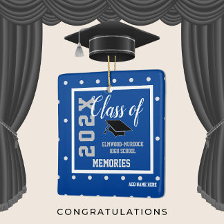 Ornamento De Cerâmica Natal de Graduação Personalizada Azul