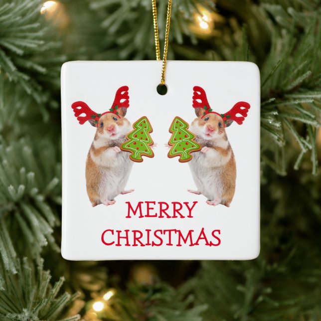 Ornamento De Cerâmica Natal de Hamster/Rato Bonito (Árvore)
