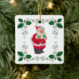 Ornamento De Cerâmica Natal de Holly Holiday e papais noeis