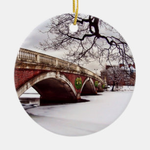 Ornamento De Cerâmica Natal de inverno no Rio Charles Boston