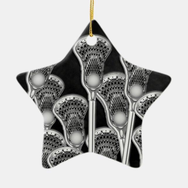 Ornamento De Cerâmica Natal de Lacrosse (Frente)