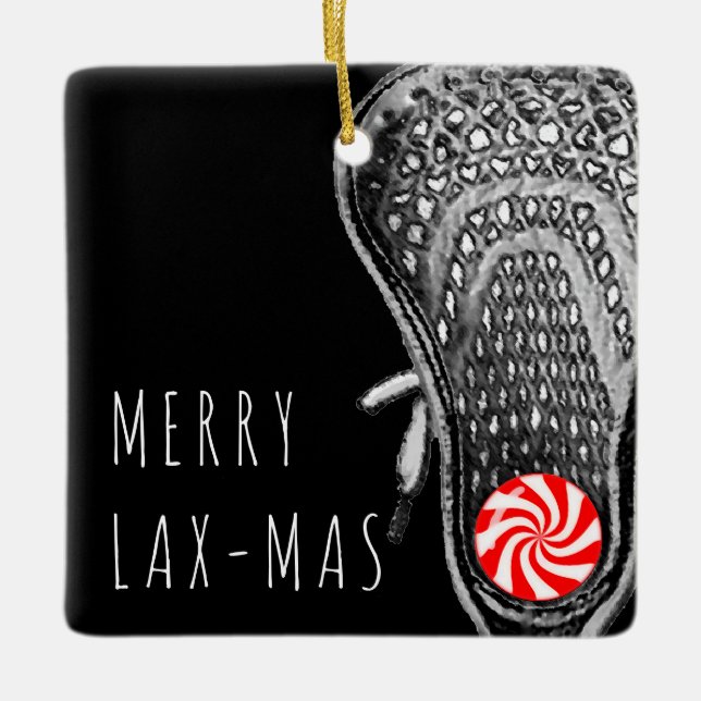 Ornamento De Cerâmica Natal de Lacrosse Engraçado (Frente)