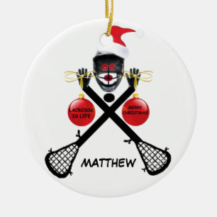 Ornamento De Cerâmica Natal de Lacrosse Personalizado