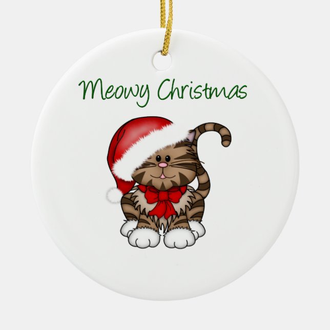 Ornamento De Cerâmica Natal de Meowy (Frente)