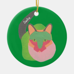 Ornamento De Cerâmica Natal de Meowy de seu gato personalizado