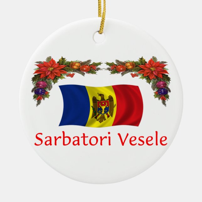 Ornamento De Cerâmica Natal de Moldova (Frente)