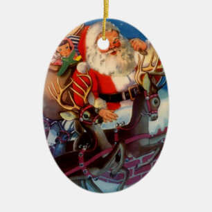 Ornamento De Cerâmica Natal de Papai Noel do telhado do vintage dos