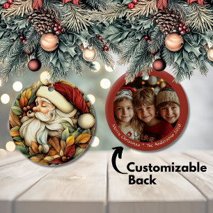 Ornamento De Cerâmica Natal de Papais noeis Vintage personalizáveis