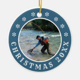 Ornamento De Cerâmica Natal de pesca personalizada