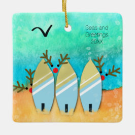 Ornamento De Cerâmica Natal de praia com Rudolph