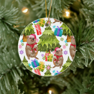 Ornamento De Cerâmica Natal de Quokka Cóta Personalizada