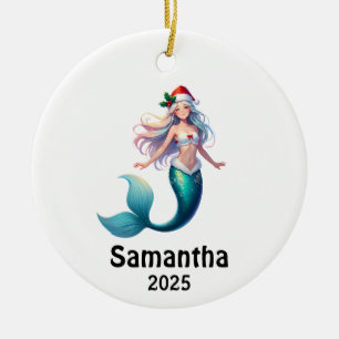 Ornamento De Cerâmica Natal de Sereia para Crianças, Presente de Natal
