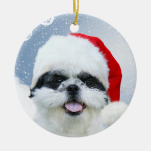Ornamento De Cerâmica Natal de Shih Tzu