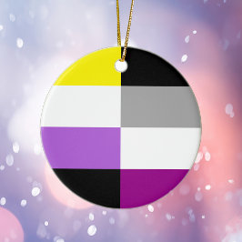 Ornamento De Cerâmica Natal de Sinalizador de Orgulho Duplo Asexual Não