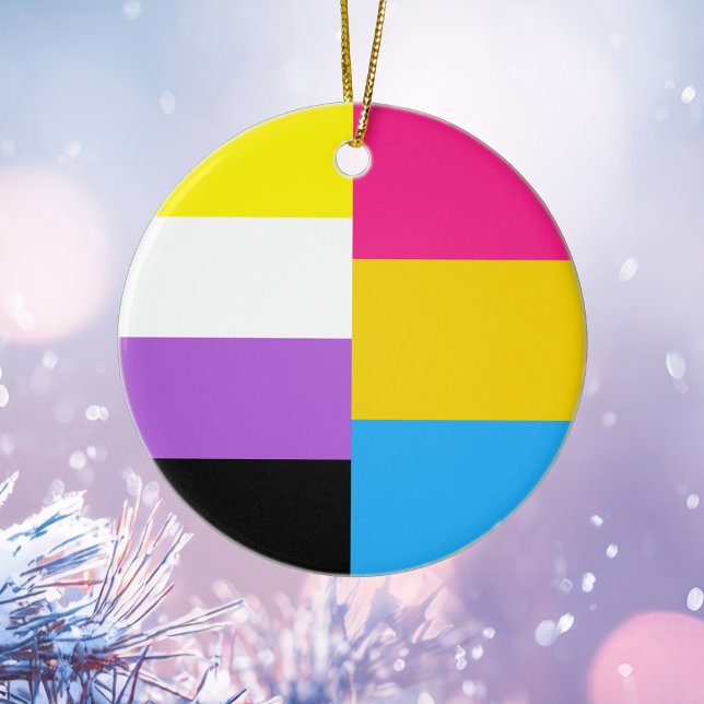 Ornamento De Cerâmica Natal de Sinalizador de Orgulho Duplo Pansexual Nã (Criador carregado)