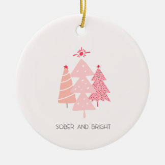 Ornamento De Cerâmica Natal de Sobriedade de Árvore Rosa Personalizável