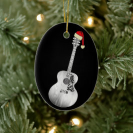 Ornamento De Cerâmica Natal de Violão Acústico Preto e Branco