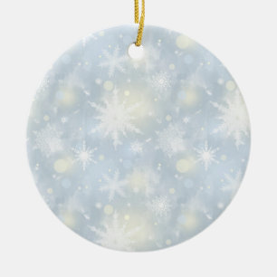 Ornamento De Cerâmica natal,design,branco,flocos de neve,luz,cinza,azul,