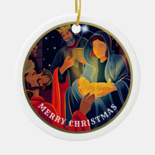 Ornamento De Cerâmica Natal do Ano e Nome da Família Personalizados