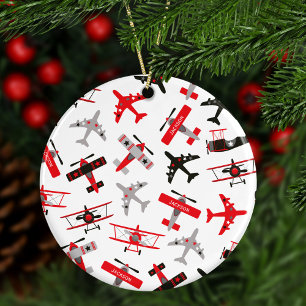 Ornamento De Cerâmica Natal do Avião Militar da Segunda Guerra Mundial 