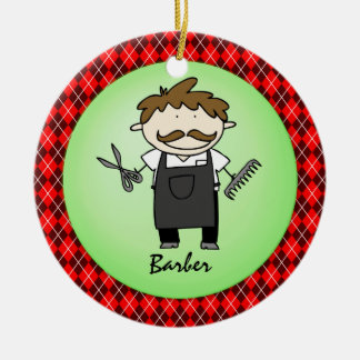 Ornamento De Cerâmica Natal do barbeiro da ocupação personalizado
