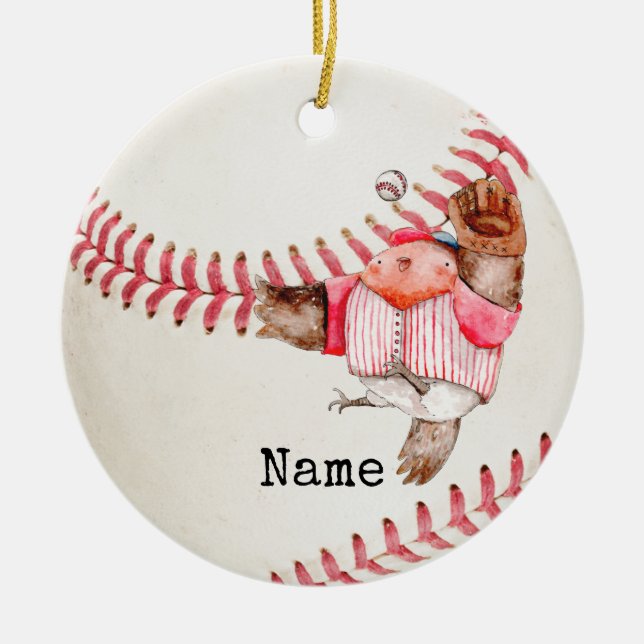 Ornamento De Cerâmica Natal do Baseball (Frente)