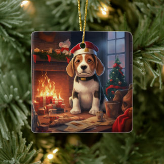 Ornamento De Cerâmica Natal do Beagle, Presente para Amante do Beagle Po