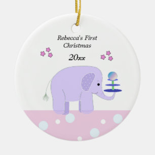 Ornamento De Cerâmica Natal do bebê do elefante o primeiro
