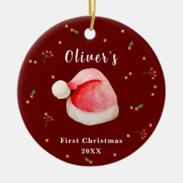 Ornamento De Cerâmica Natal do Bebê do Pai Natal Vermelho