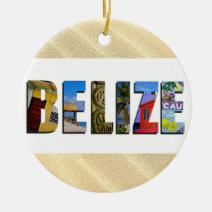 Ornamento De Cerâmica Natal do Belize Tropical Sand Beach Viagem