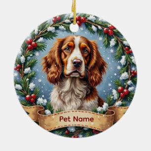 Ornamento De Cerâmica Natal do Brittany Spaniel