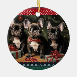 Ornamento De Cerâmica Natal do Buldogue Francês