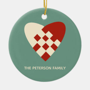 Ornamento De Cerâmica Natal do Coração Dinamarquês
