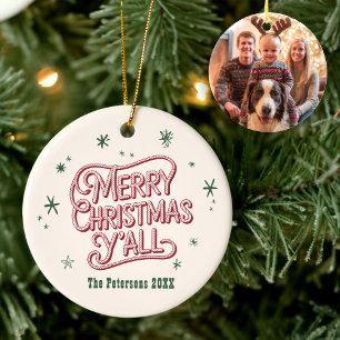 Ornamento De Cerâmica Natal do Cowboy Ocidental Feliz Natal Y