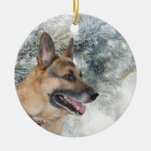 Ornamento De Cerâmica Natal do german shepherd